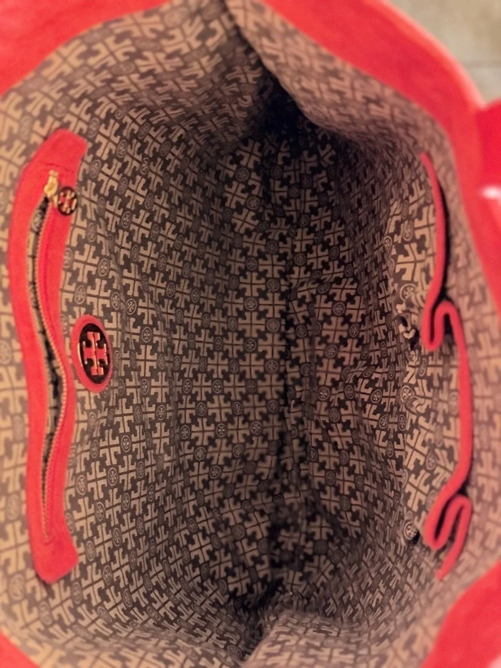 Tory Burch Marion Suede Tote Bag Red Large